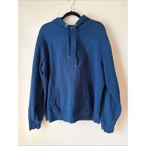 GUESS Men's Navy Blue Embossed Logo Crewneck Hoodie